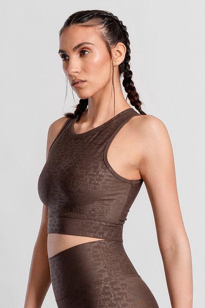 Superstacy Roise Drop Patterned Bitter Brown Sports Bra