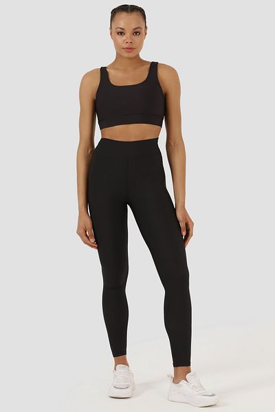 Superstacy V Waist Detailed High Waist Black Sports Leggings