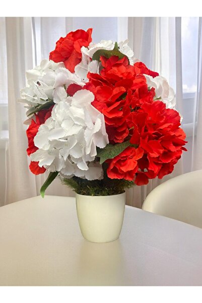 YAPAY ÇİÇEKÇİNİZ Artificial Hyacinth Tree in White Pot 40 cm