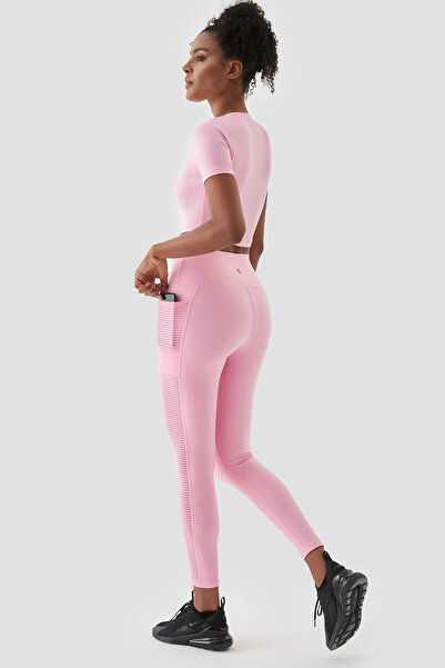 Superstacy Wawel Mesh Pocket Detailed Pink Sports Leggings
