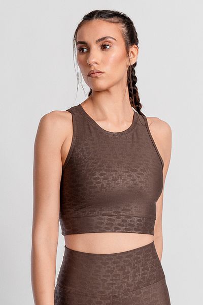 Superstacy Roise Drop Patterned Bitter Brown Sports Bra