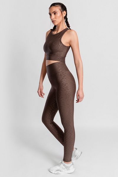 Superstacy Roise Drop Patterned Recovery Bitter Brown Sports Leggings