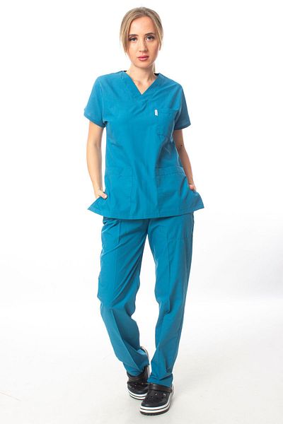 Simirna Üniforma Chirurgie Doctor Asistentă Scrubs Petrol Green Jersey Set