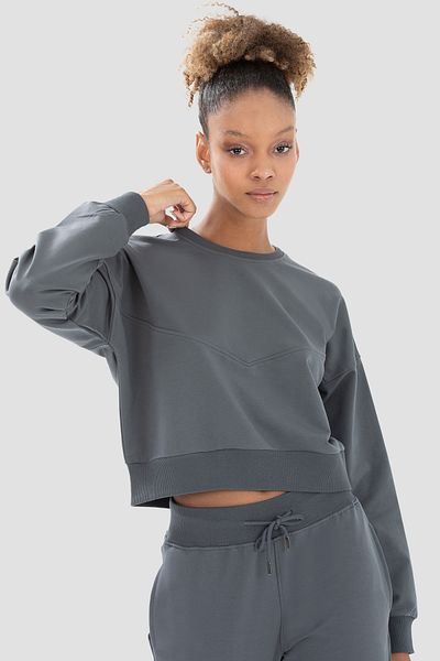 Superstacy Ena Oversize Smoked Crop Sweatshirt