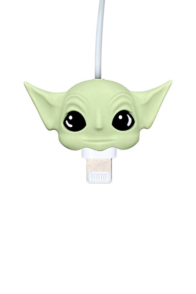 EWEC Baby Yoda Figürlü Sevimli Usb Kablo Koruyucu, Silikon Şarj Kablosu Koruyucu