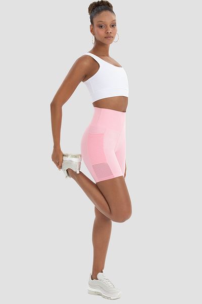Superstacy Wawel Mesh Detailed Pink Cycling Shorts