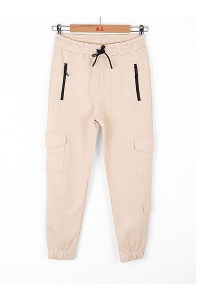 NK Boys' Soft Fabric Trousers with Elastic Waist and Cargo Pockets
