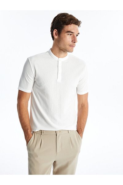 LC Waikiki LCW Herren-Kurzarm-T-Shirt mit Richterkragen