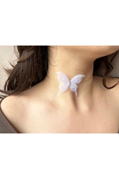 Sunligo Kelebek Kolye Choker Görünmez İpli