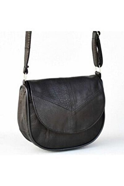 Erzeno Geantă neagră de umăr și crossbody din piele naturală pentru femei
