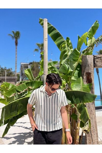 SAVA Green Striped Polo T-shirt - Textured
