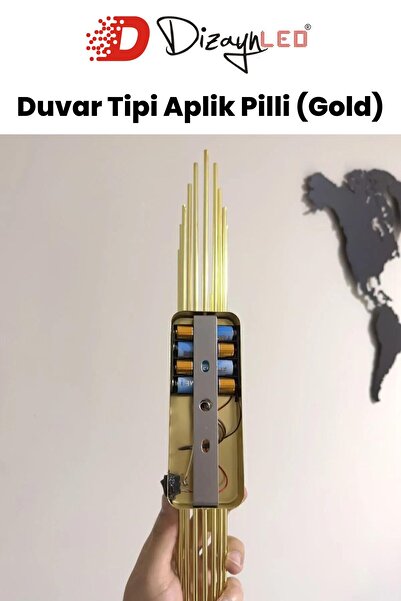DizaynLED Gold Pilli Duvar Aplik Aydınlatma Gold Led Duvar Lambası
