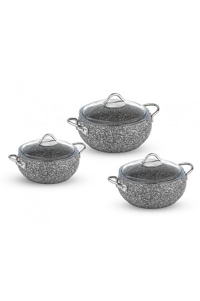 Taç Luna Granite 3-Piece Casserole Set Gray