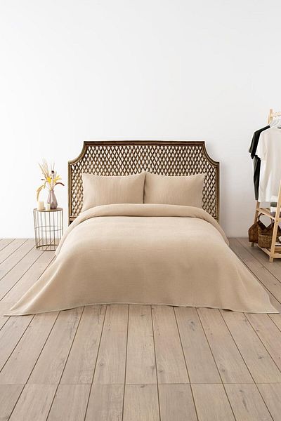 Denizli Concept Set Dublu Pique Waffle Bej - Moale și Calitate 200x220 cm