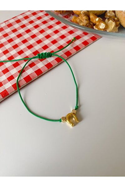 Lucky Designs Yeşil Ip Asansörlü Nal Uç Bileklik Şans Bileklik