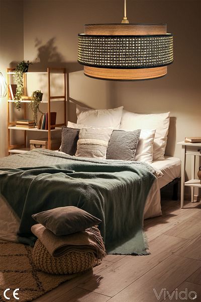 Vivido Abajur Chandelier Wicker Brown Dopia Selva