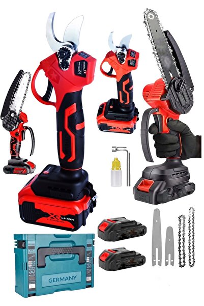 SCHUTZENGER 2 Li Set 598vf 2 Akülü Çelik Şanzuman Şarjlı Dal Ağaç Kesme Bağ B...