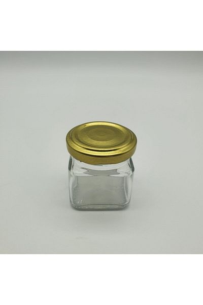 Paşabahçe 40 Cc Transparent Square Glass Jar - With Metal Lid - 50 Pieces