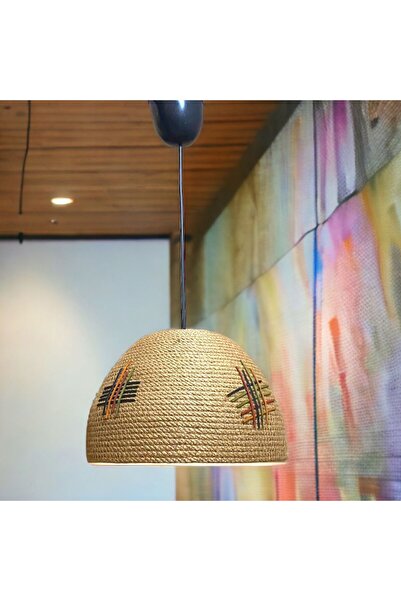 AYŞE SERHOŞOĞLU HOME DESİGN Dekoratif Hasır Avize, Modern Avize, Tasarım Avize, Rustik Avize, Jüt Halatlı Sarkıt Avize