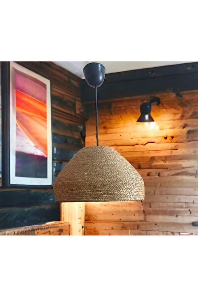 AYŞE SERHOŞOĞLU HOME DESİGN Dekoratif Hasır Avize, Modern Avize, Tasarım Avize, Rustik Avize, Jüt Halatlı Sarkıt Avize