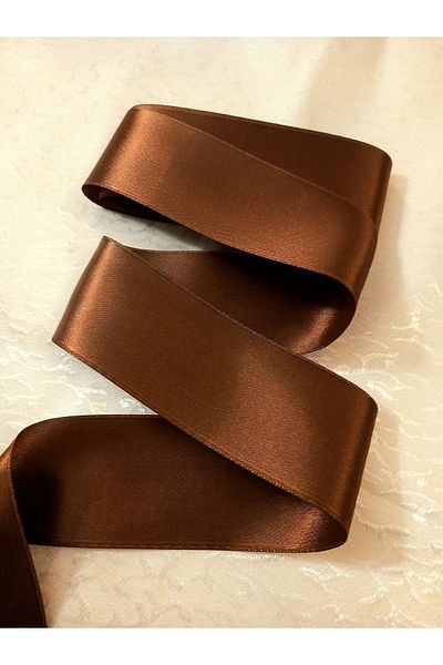 yörük tuhafiye 10 Meters Brown Satin Ribbon - 6 cm Wide