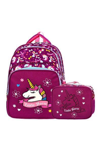 Esbuik Set de geanți de școală pentru fete cu model unicorn sezon nou - Set ortopedic de 2 (GANTĂ DE ȘCOALA + GEANT DE BOD)