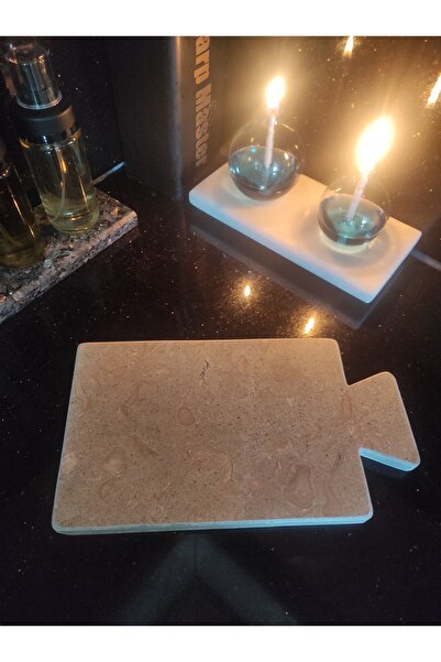 Zeybek Marble Rustik Bej Mermer Kesme Tahtası & Sunum Tabağı