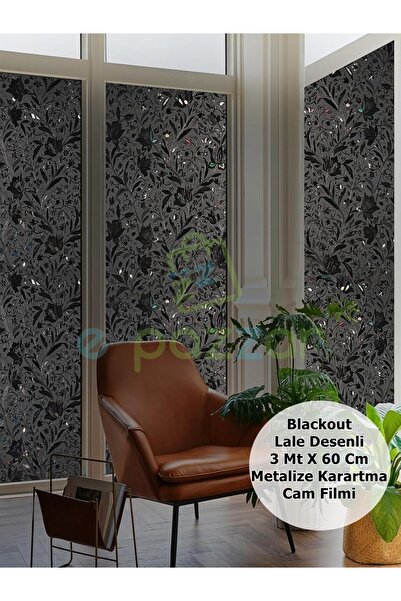 La Push Concept 3 Mt X 60 Cm Blackout Uv Koruyucu Dekoratif 3d Lale Desenli Cam Pencere Banyo Folyosu Statik Sticker