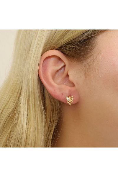 leargia Butterfly Patterned Baby Earrings - Pack of 2