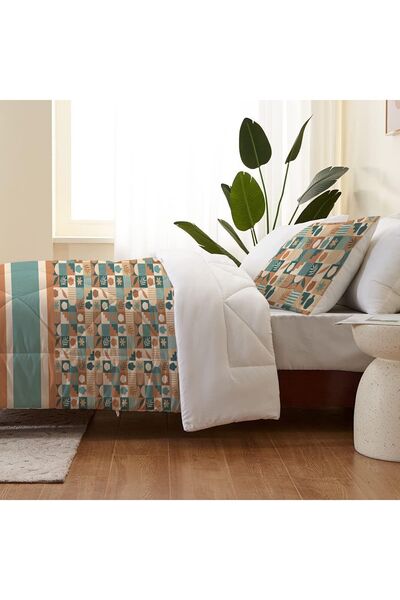 Else Dekor Ретро-дизайн, коричневий, односпальний комплект постільної білизни з мікрофібри з капітоне - дитяча ковдра та подушка