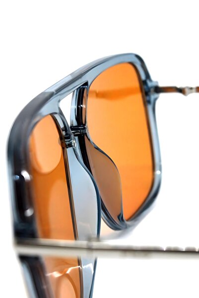 Fila Viral Sunglasses, Orange Glasses, Light Blue Frame and Metal Handle Design