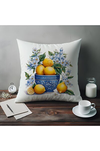 Else Dekor Вінтажна штора для вітальні та кухні з лимонним візерунком - 140x260 см