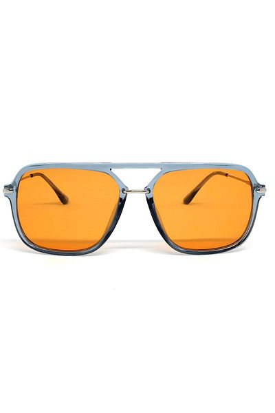 Fila Viral Sunglasses, Orange Glasses, Light Blue Frame and Metal Handle Design