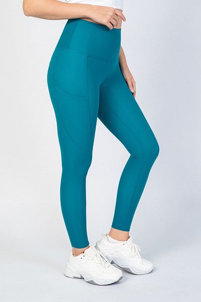 The Step Sports Compresor suplimentar cu talie înaltă pentru femei Step Original Petrol Blue, jambiere yoga până la gleznă 64 cm
