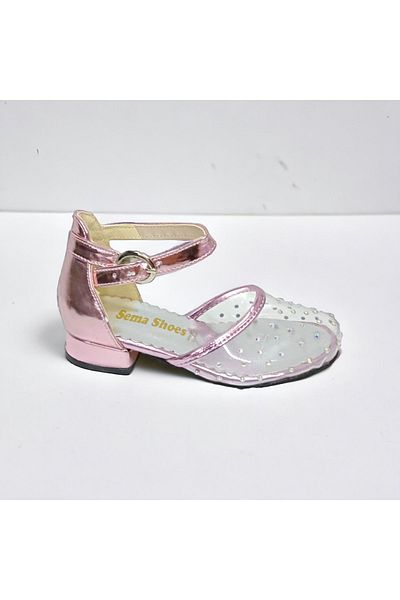 PATİK BEBE PANTOFI MODEL CINDERELLA ROZ TRANSPARENT CU TOC MIC