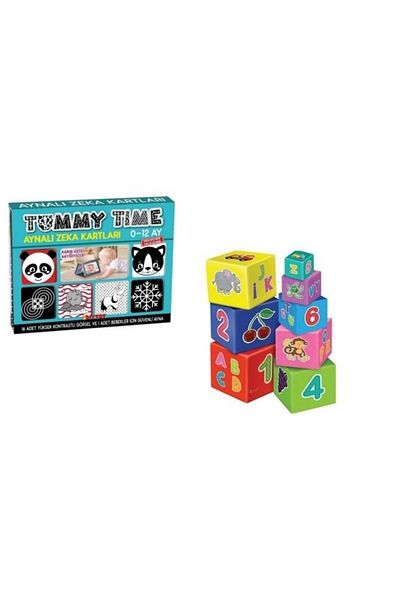 DIY Toys Tummy Time - Mirrored Intelligence Cards - Educational Balance Tower