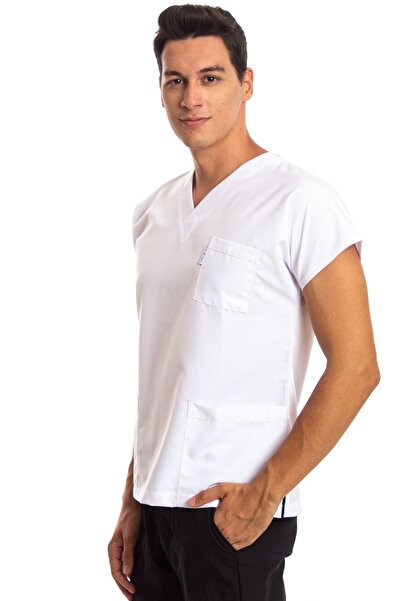 Simirna Üniforma Surgical Doctor Nurse Scrubs White Jersey Single Top