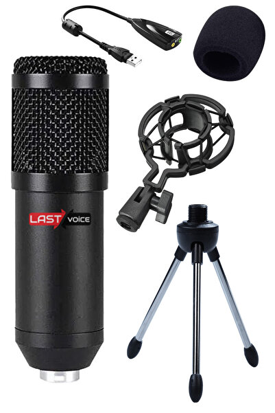 Lastvoice Bm800 Full Black Condenser Youtuber Mikrofon 7.1 Ses Kartı