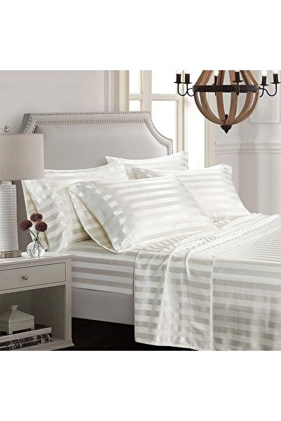 EVYA Серія розкішних готелів Лінія 4 частини Білий комплект постільної білизни Сатинова простирадло з гумкою 160x200
