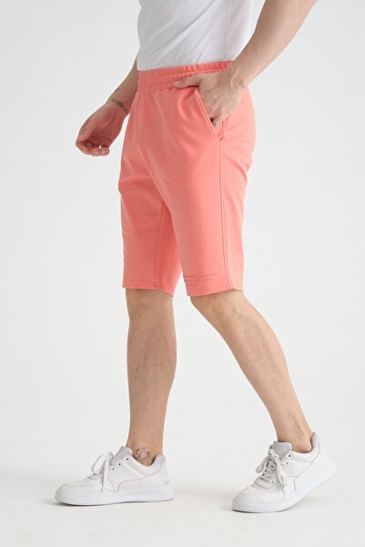 Shooter Baskı Detaylı Regular Kalıp Şeftali Rengi Erkek Şort