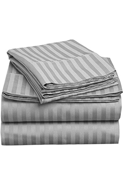 EVYA Luxury Duvet Cover Set 4 Pieces Gray 160X200 cm Skin Friendly Satin Fitted Sheet