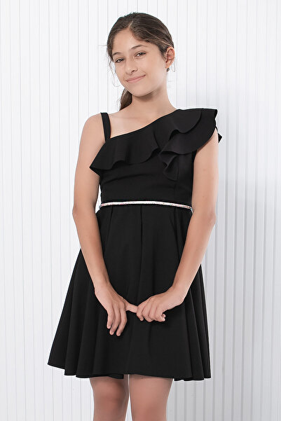 SUBU TASARIM Μαύρο βραδινό φόρεμα - Λεπτομέρεια από πέτρα, MDV342