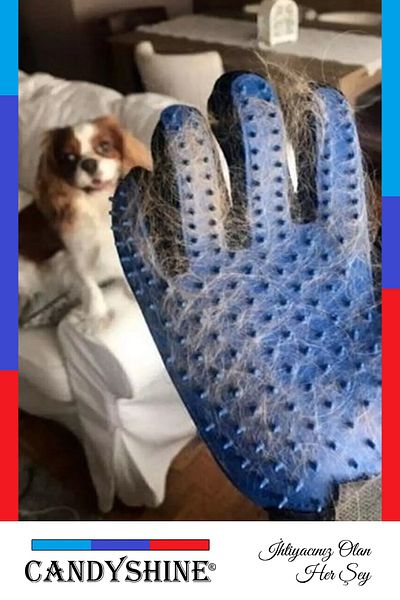 CandyShine ® Deluxe Cat Dog Hair Collector Massage Maker Comb Glove Pet Hair Collecting Comb Glove