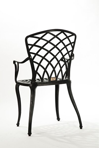 Fatih Ural Döküm Plastik ferforje siyah sandalye hasır model