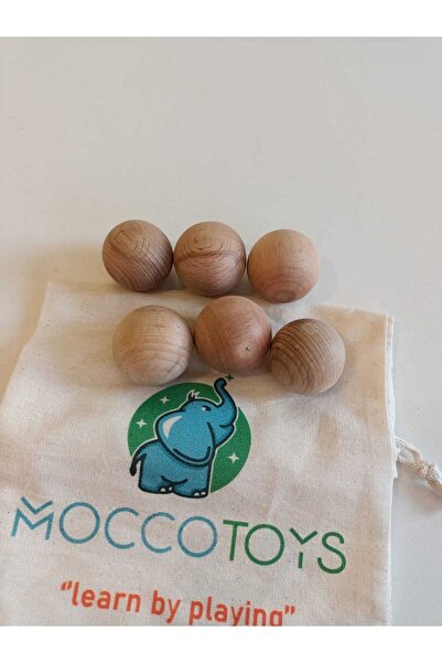 Moccotoys Montessori 6 Lı Toplar Masif Ahşap Oyunu