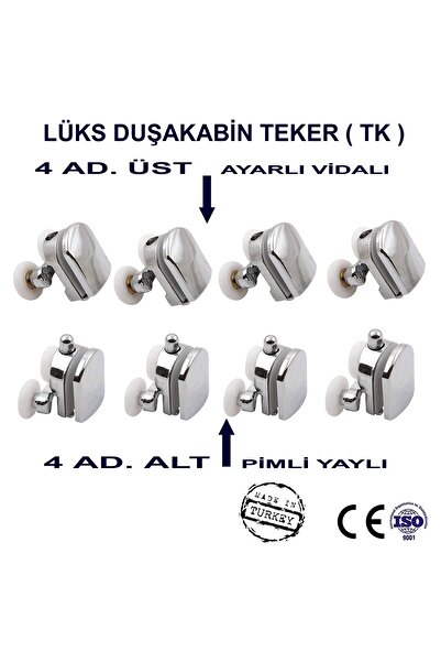 MoonTech Duşakabin Tekerleği Cam Kabin Tekeri Rulman Metal Gövdeli 8 Li Çapı 24 Cm