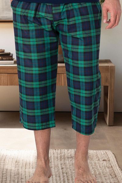 Mecit Pijama Ανδρικό Κάπρι - Plus Size, Καρό, 80% Βαμβάκι, 20% Βισκόζη