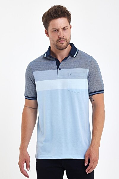 ENQUE تي شيرت رجالي طويل بياقة بولو وأكمام قصيرة باللون الأزرق الداكن