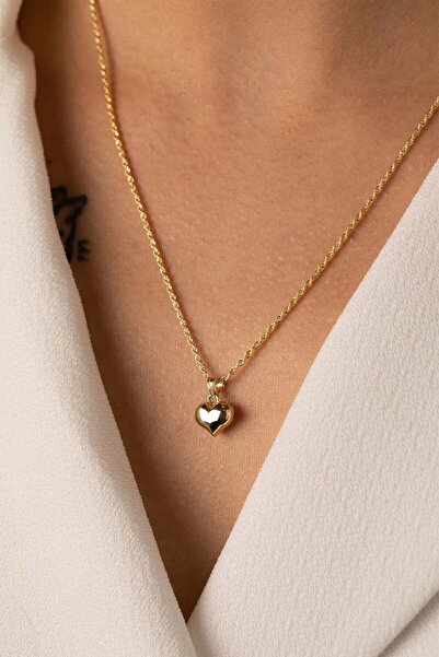 YAVUZ KUYUMCULUK Altın Ince Halat Burgu Zincir Kalp Kolye