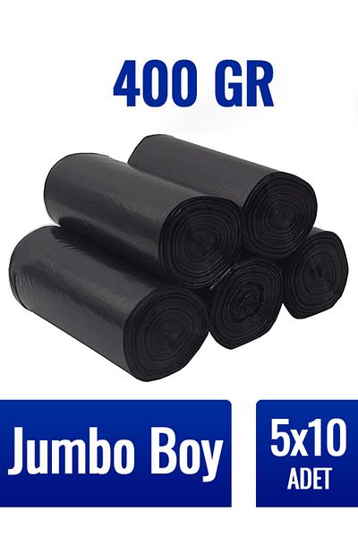 ASLAN PLASTİK Garbage Bag Jumbo Size 10 Pieces 5 Rolls 400 GR Thick 80x110 Garbage Bag